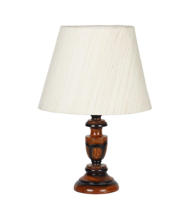 Yashasvi White Khadi Oval Shaped Shade Woden Table Lamp Yashasvi White Khadi Oval Shaped Shade Woden Table Lamp