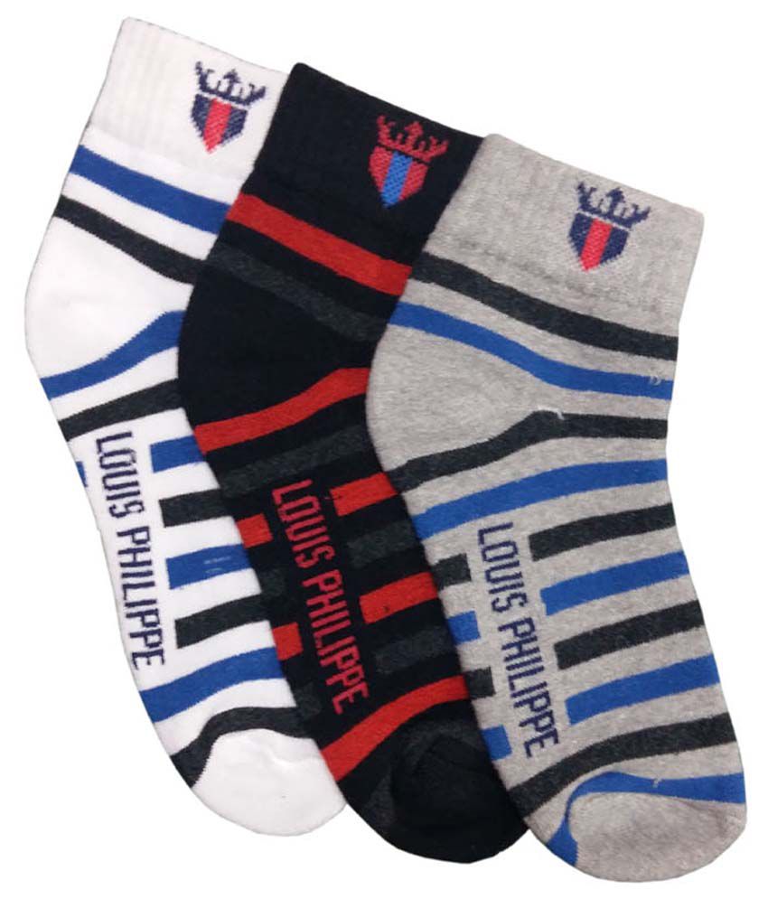 Louis Philippe Multicolour Ankle Length Socks - Pack Of 3: Buy Online at Low Price in India ...