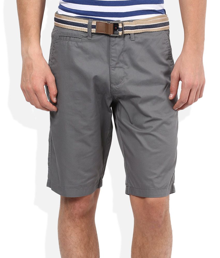 Celio Grey Solid Shorts