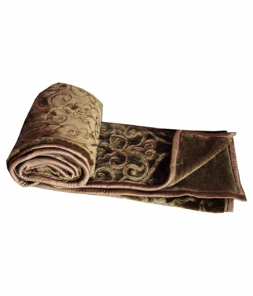 Renown Green Super Silky Soft Warm Embossed Design Single Bed Mink