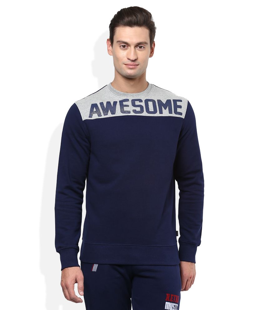 Spunk Navy Round Neck Sweatshirt - Buy Spunk Navy Round Neck Sweatshirt ...