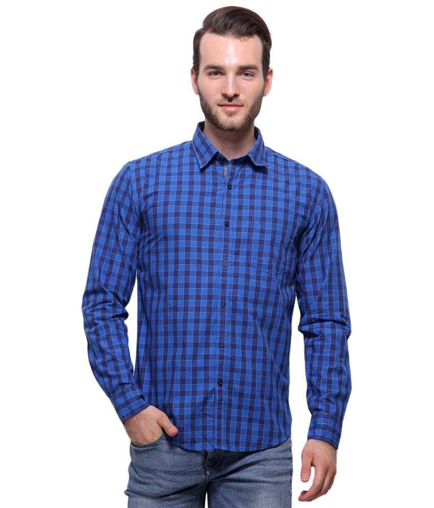 Grasim Blue Checkered Casual Shirt - Buy Grasim Blue Checkered Casual ...