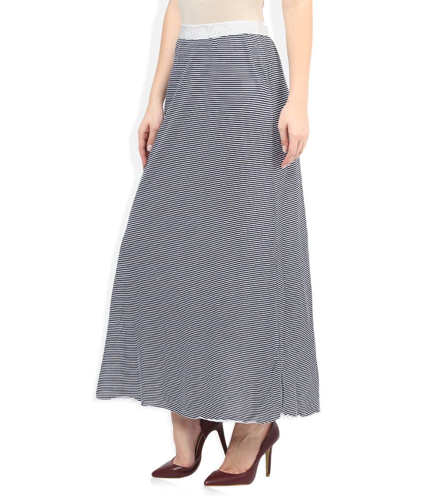 Buy Sisley White & Navy Striped Maxi Skirt Online at Best Prices in ...