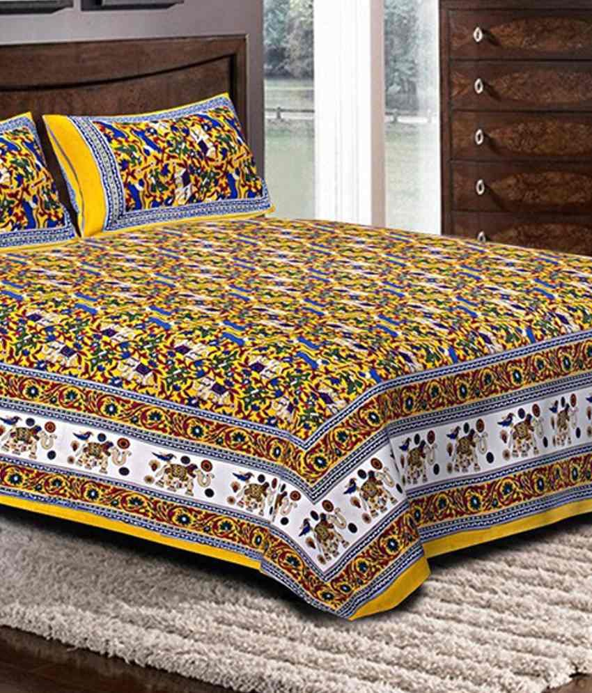 Kismat Collection 100Percent Cotton King Size 2 Double Bed Sheet Combo