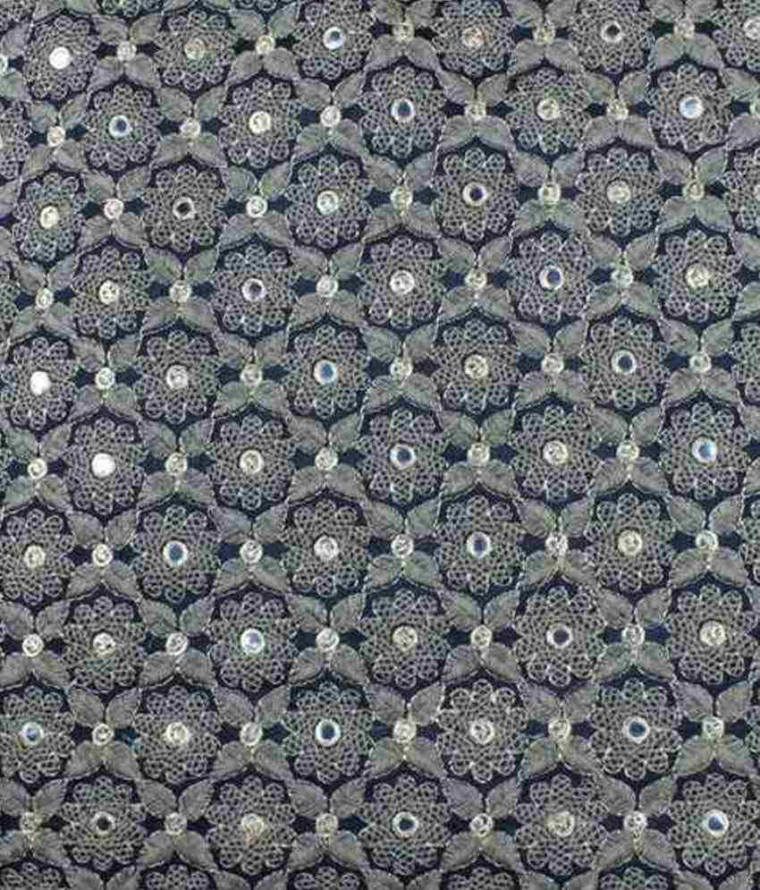 Fabdunes Blue Georgette Embroidery Fabric