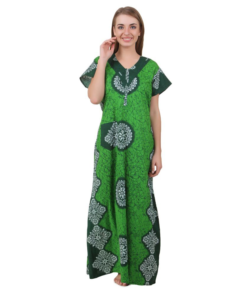 Buy Masha Green Cotton Nighty Online at Best Prices in India - Snapdeal