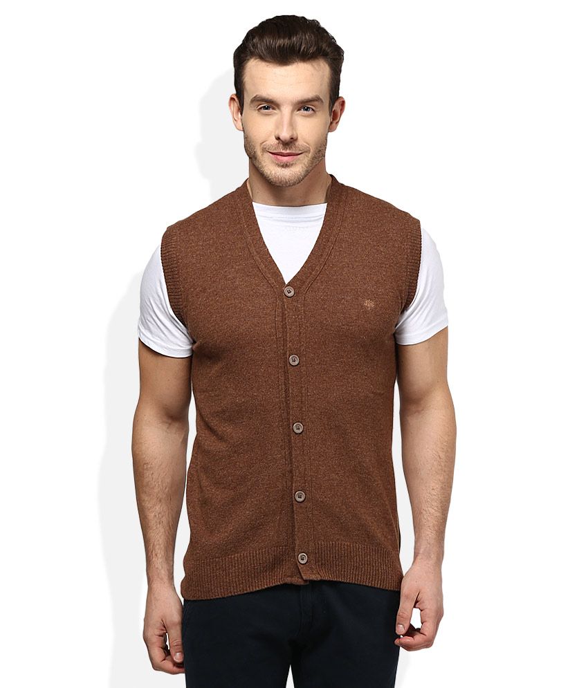 mens dark brown v neck sweater