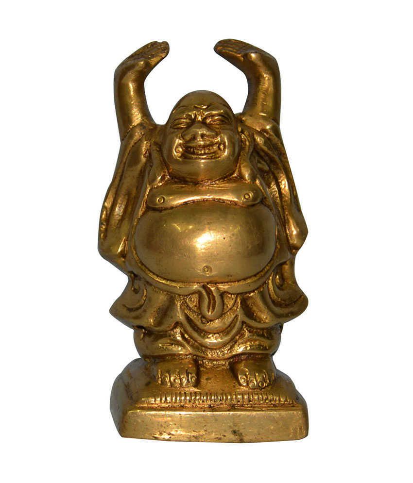 Dronaindia Yellow Brass Laughing Buddha Statue Buy Dronaindia Yellow