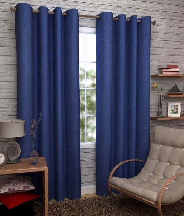    			Tanishka Fabs Solid Semi-Transparent Eyelet Curtain 5 ft ( Pack of 2 ) - Blue