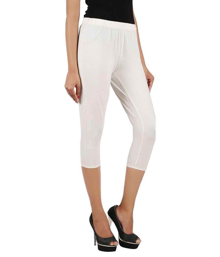 Buy Greenwich White Cotton Capris Online at Best Prices in India ...