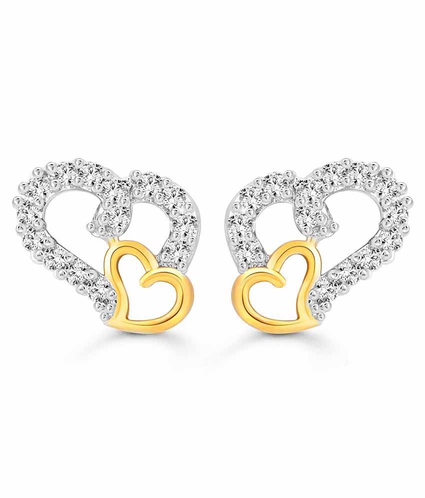     			Vighnaharta White Couple Heart CZ Silver and Rhodium Plated Earrings