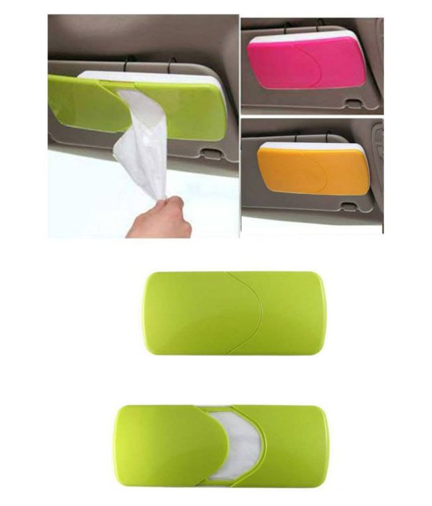 Car Sun Visor Box Paper Napkin Holder with Tissue (Random Color) Buy