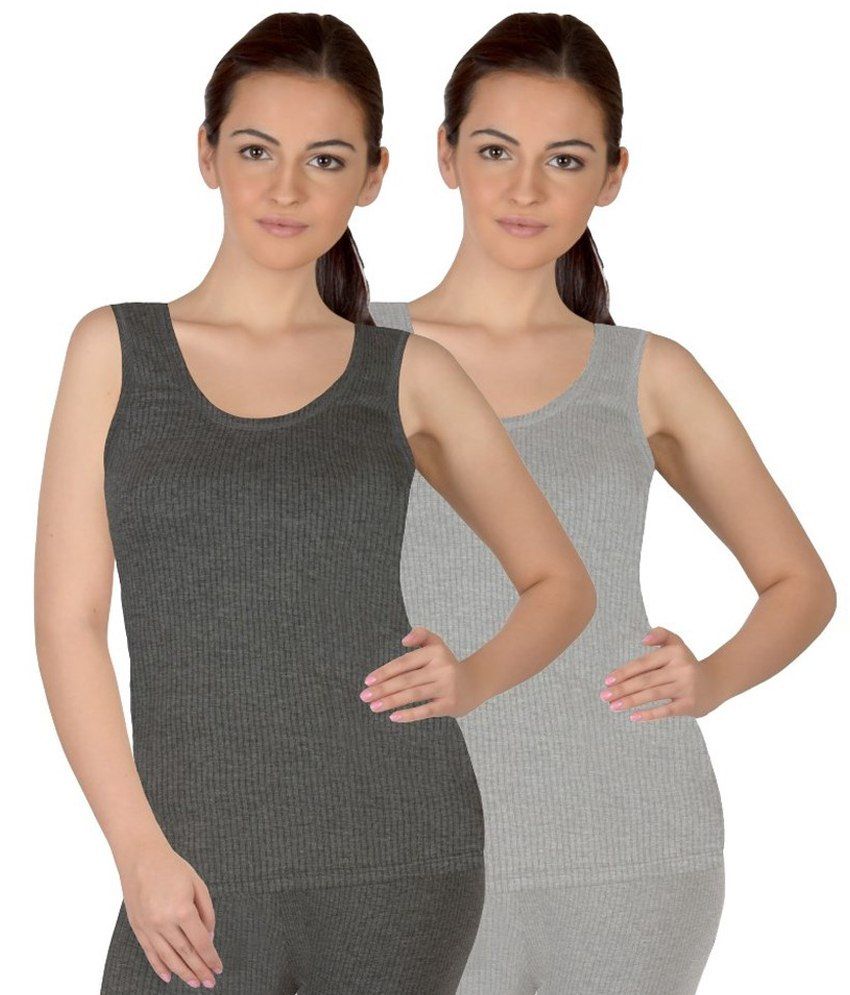     			Selfcare Gray Cotton Blend Thermals - Pack Of 2