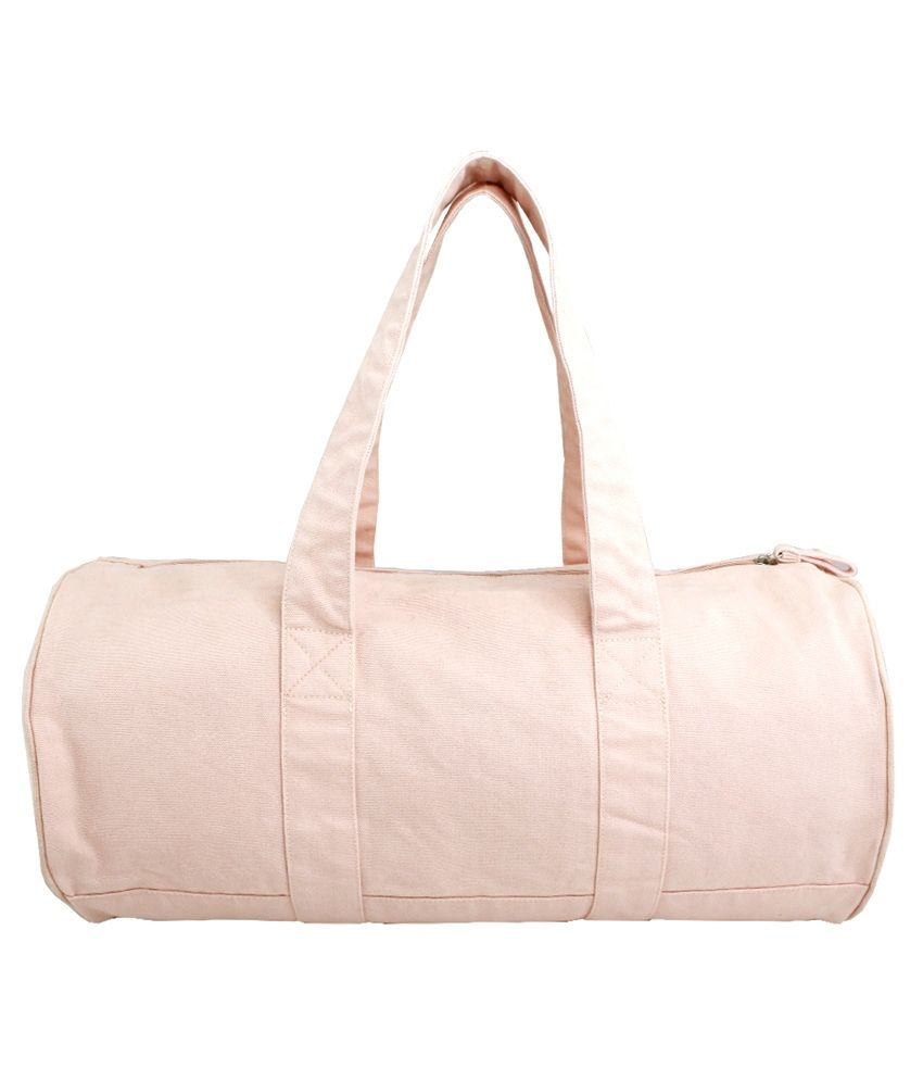 pink canvas duffle bag