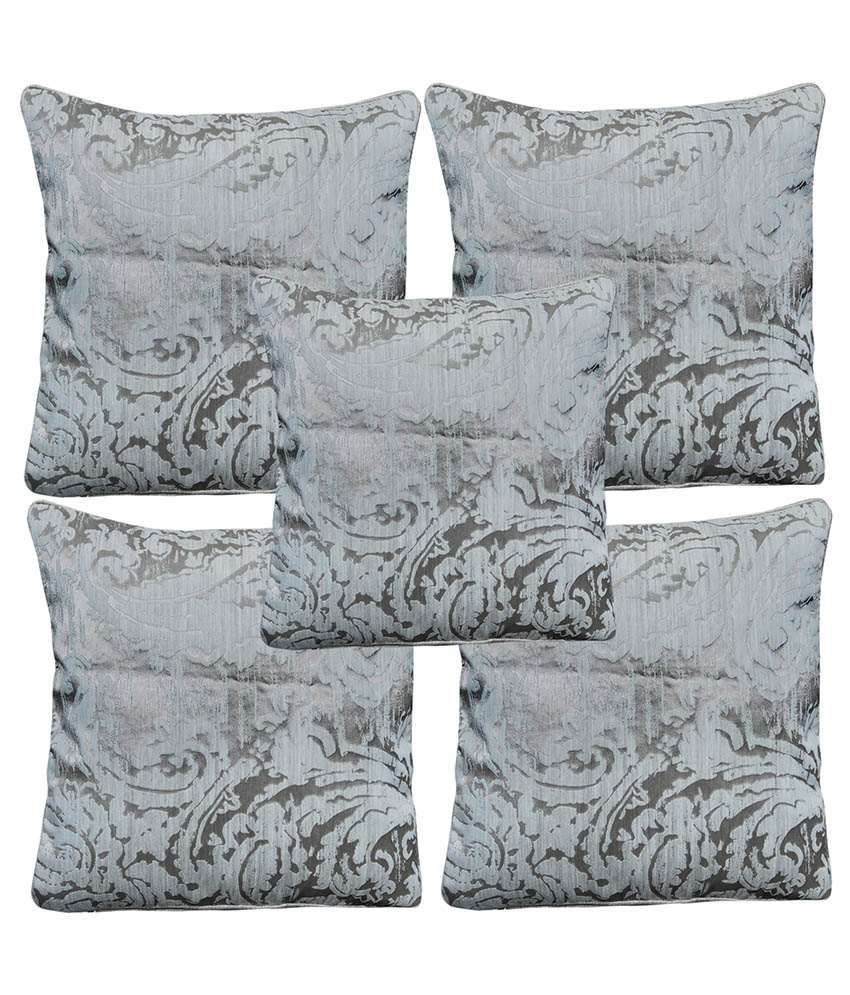 Breeza Gray Polyester Cushion Covers Pack Of 5 Buy Online at Best