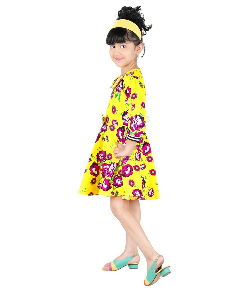 yellow and pink long frock