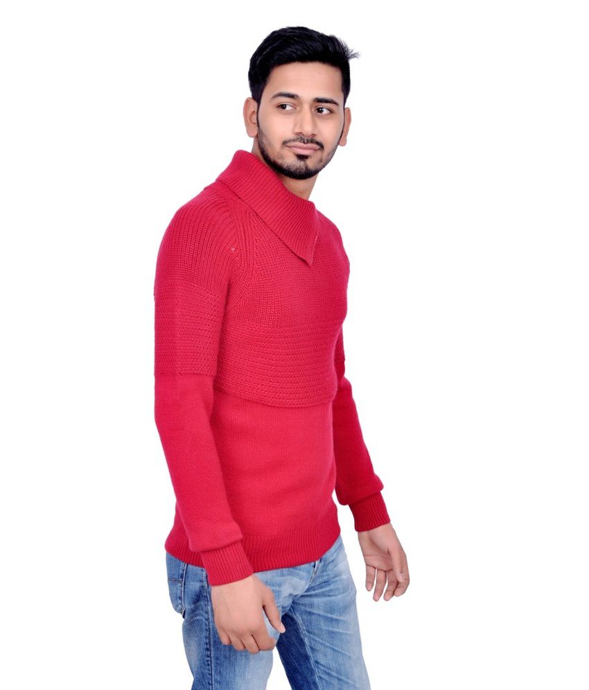 United Colors Of Benetton Red Full Sleeve Woollen High Neck Sweater ...