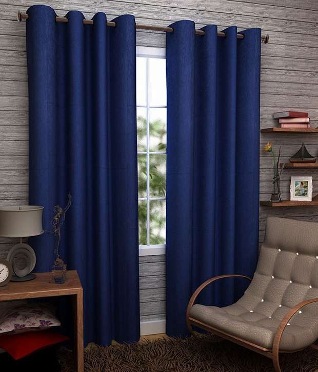     			Tanishka Fabs Solid Semi-Transparent Eyelet Curtain 5 ft ( Pack of 2 ) - Blue