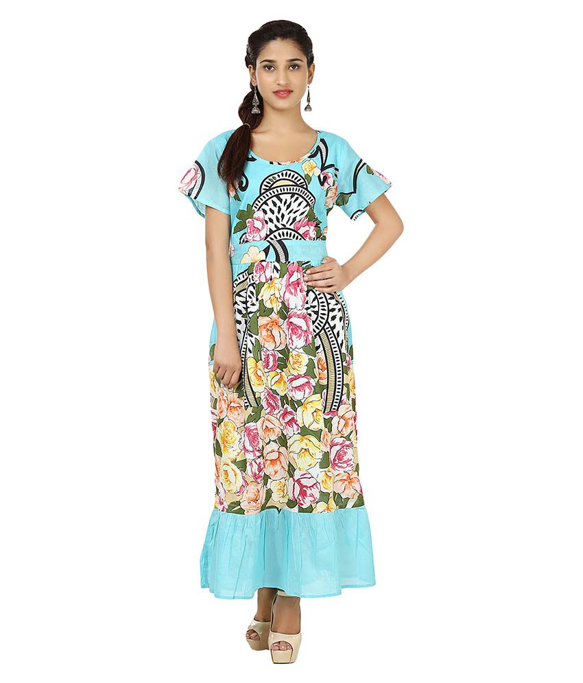 India Inc Turquoise Cotton Dresses - Buy India Inc Turquoise Cotton ...