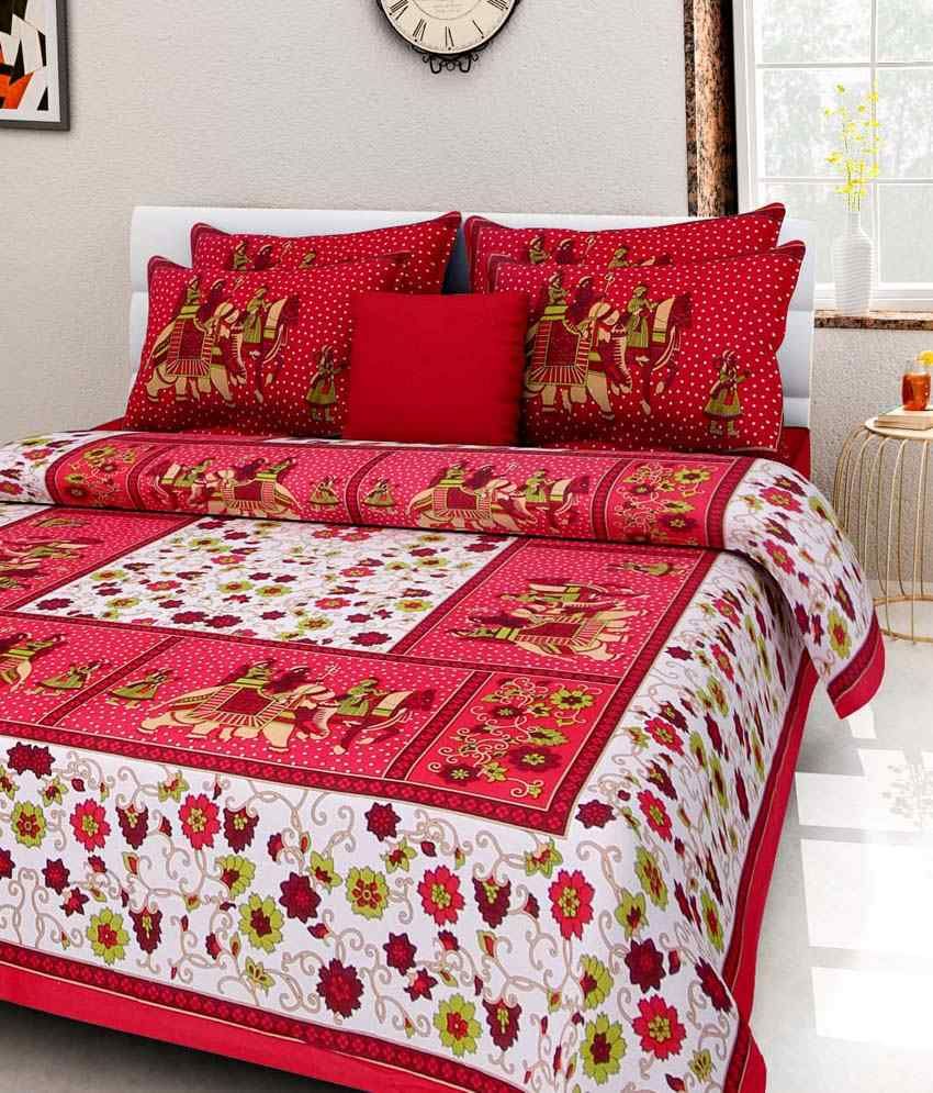 Kismat Collection Combo Of 100 Cotton 4 Rajasthani Printed Double King