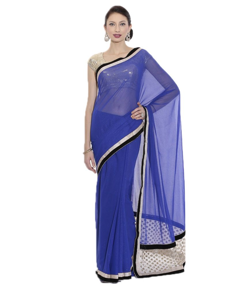 AVR Fashions Blue and Purple Simar Georgette Saree - Buy AVR Fashions ...