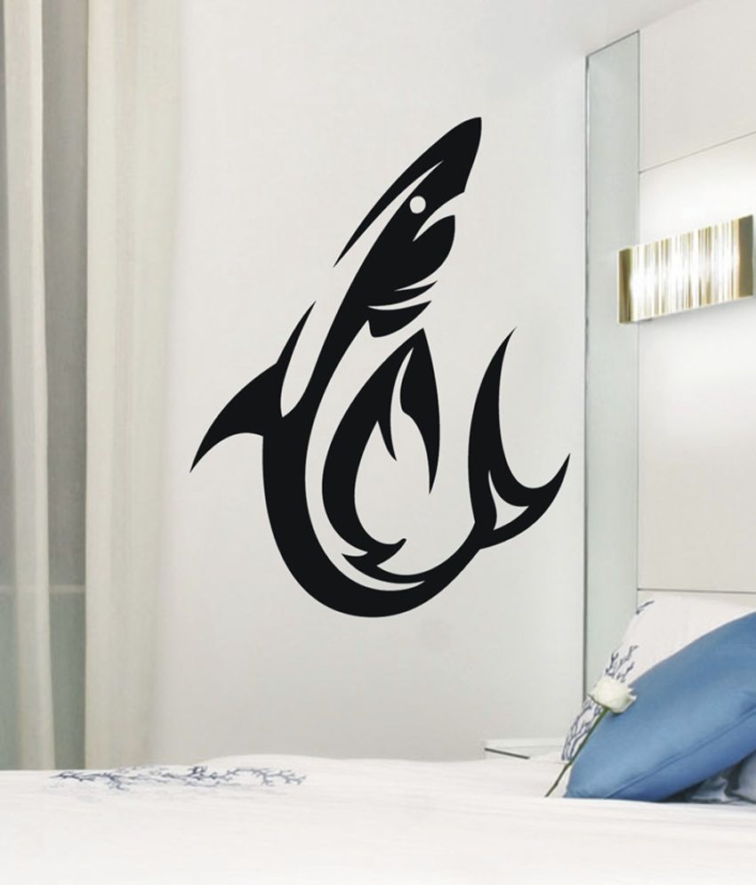     			Decor Villa Black Flying Shark Wall Sticker