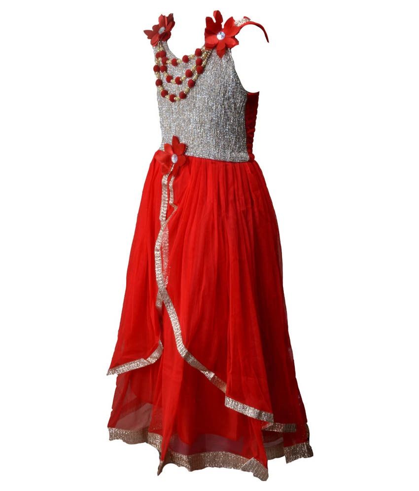 red and silver gown