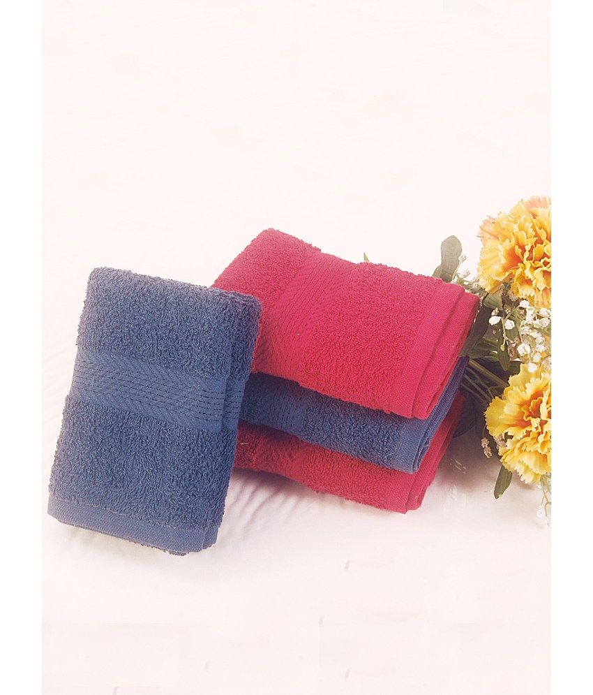 BIANCA Set of 4 Cotton Hand Towel Blue & Red Buy BIANCA Set of 4