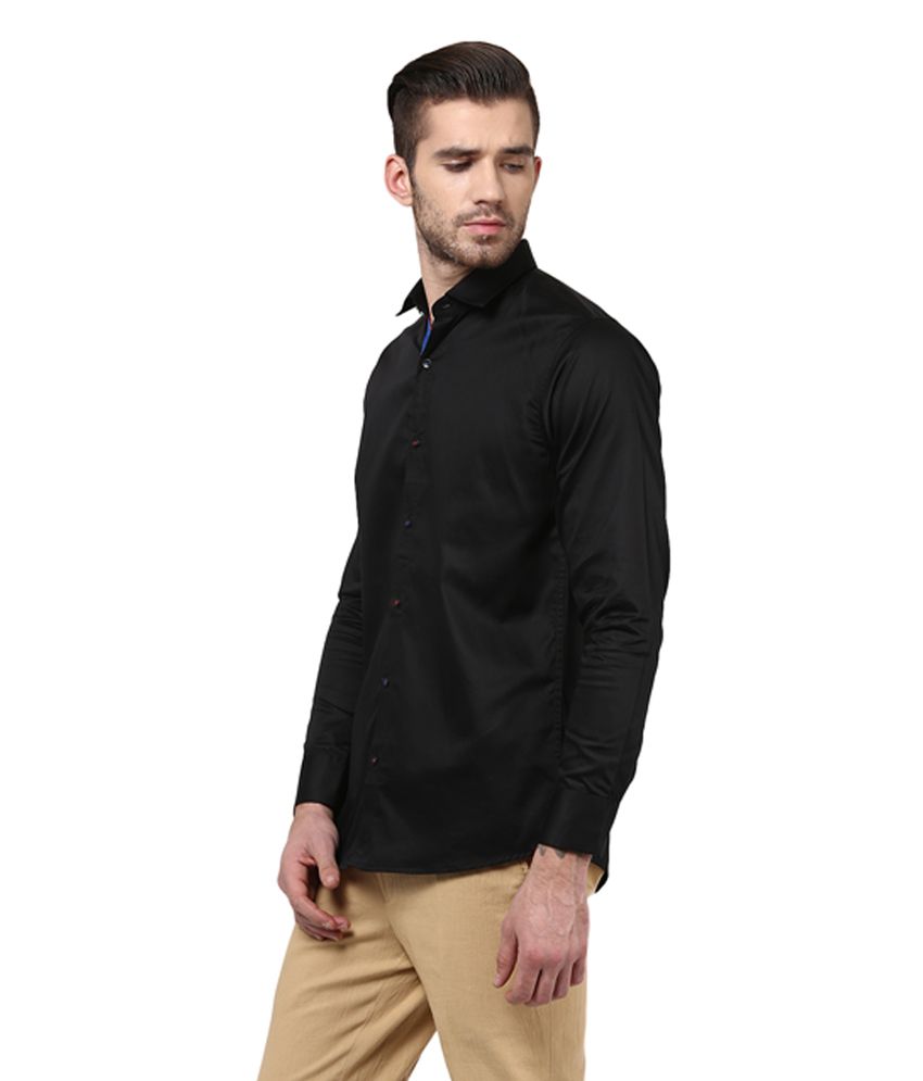 Invern By Monteil Black Cotton Slim Fit Shirt - Buy Invern By Monteil ...