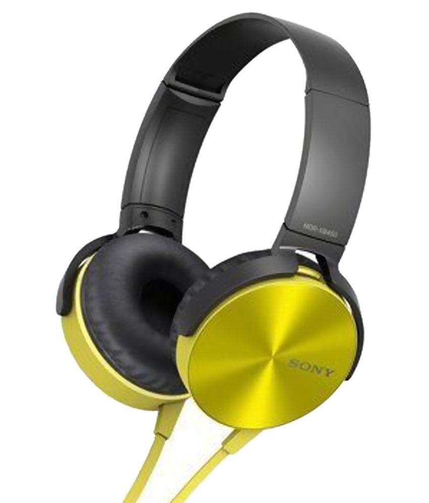 Sony MDR-XB450 On Ear Wired Headphone With Mic Yellow ...