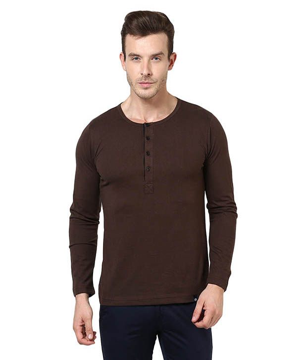     			Bukkl Brown Cotton T-shirt