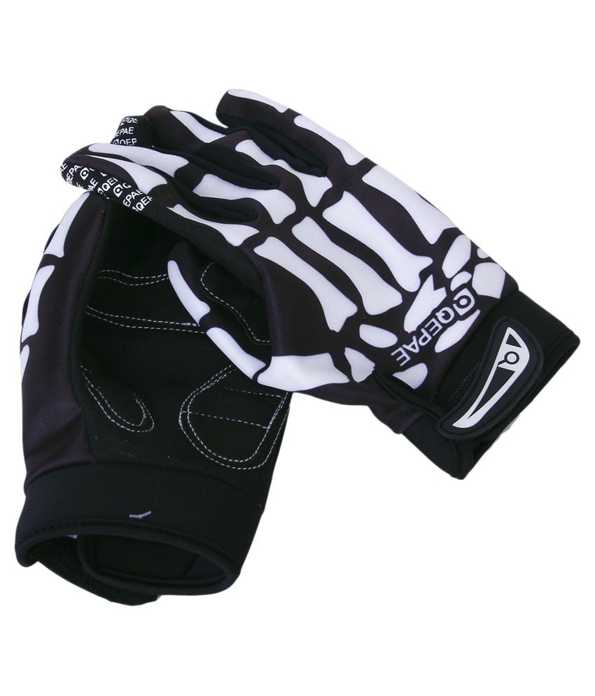 Bicycle Skeleton Pattern Full Finger Warm Bike Sports Glove Black /& White M