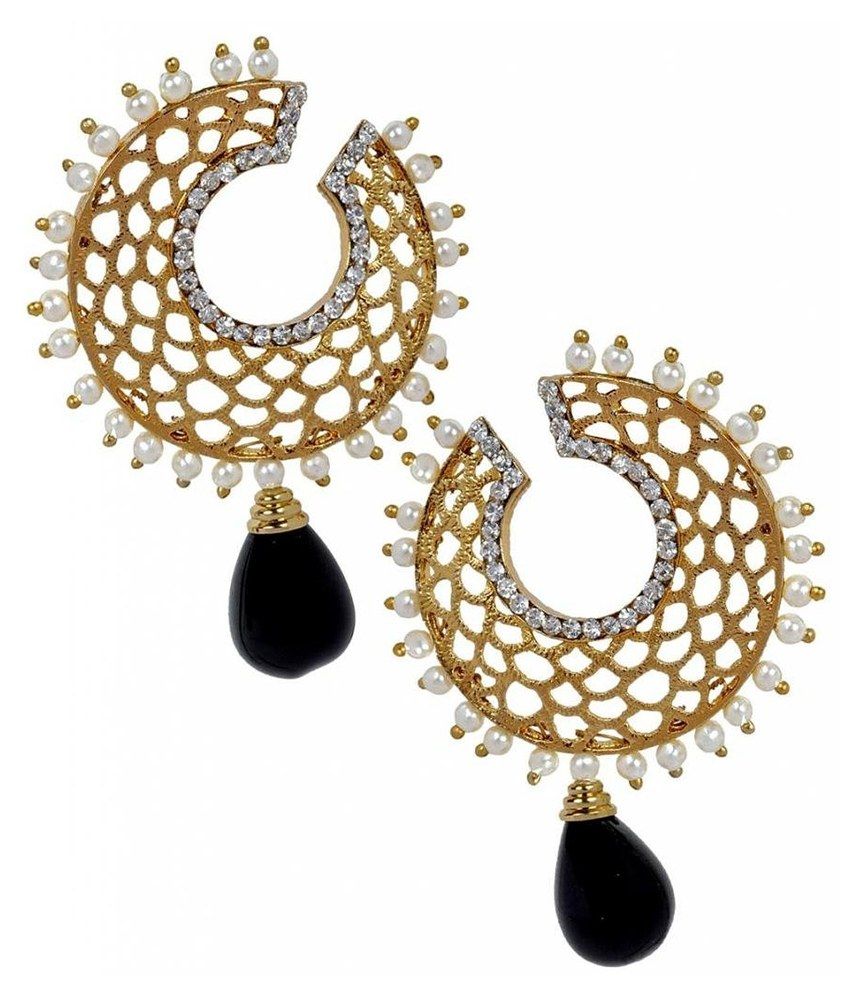     			The Jewelbox Black Designer Drop Earrings