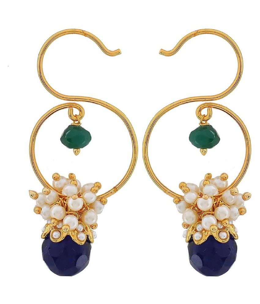     			The Jewelbox Multicolour Pearl Designer Hanging Earrings