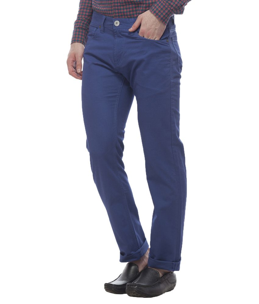 Divini Blue Slim Fit Casual Flat Touser - Buy Divini Blue Slim Fit ...