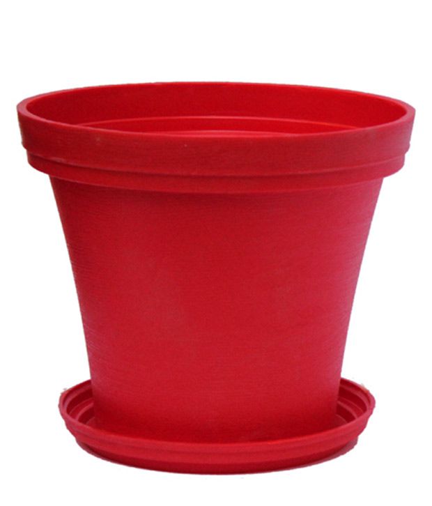 red plastic planters large