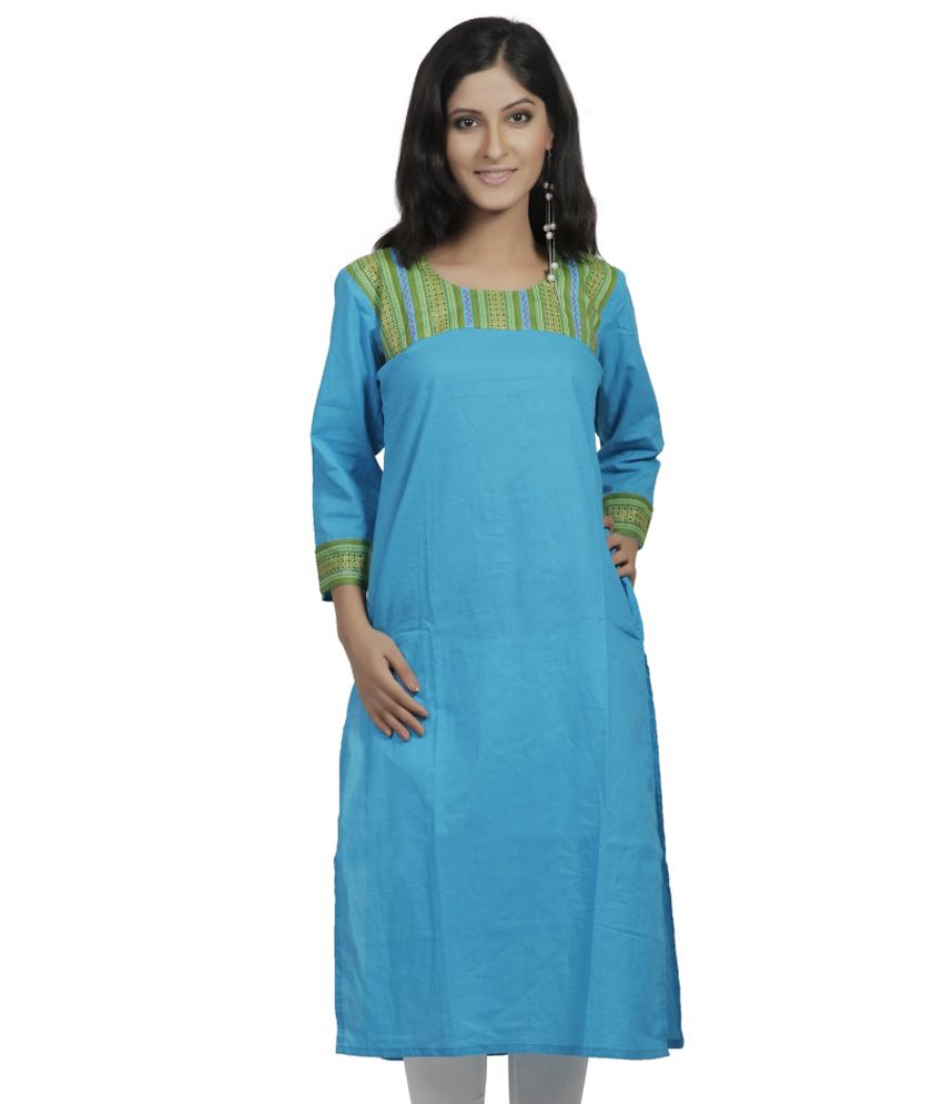 Buy Skyrah Combo of Blue Cotton Kurti 