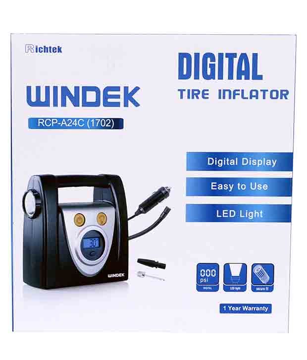 Richtek Black Plastic Windek RCPA24C 1702 Digital Tyre Inflator Air