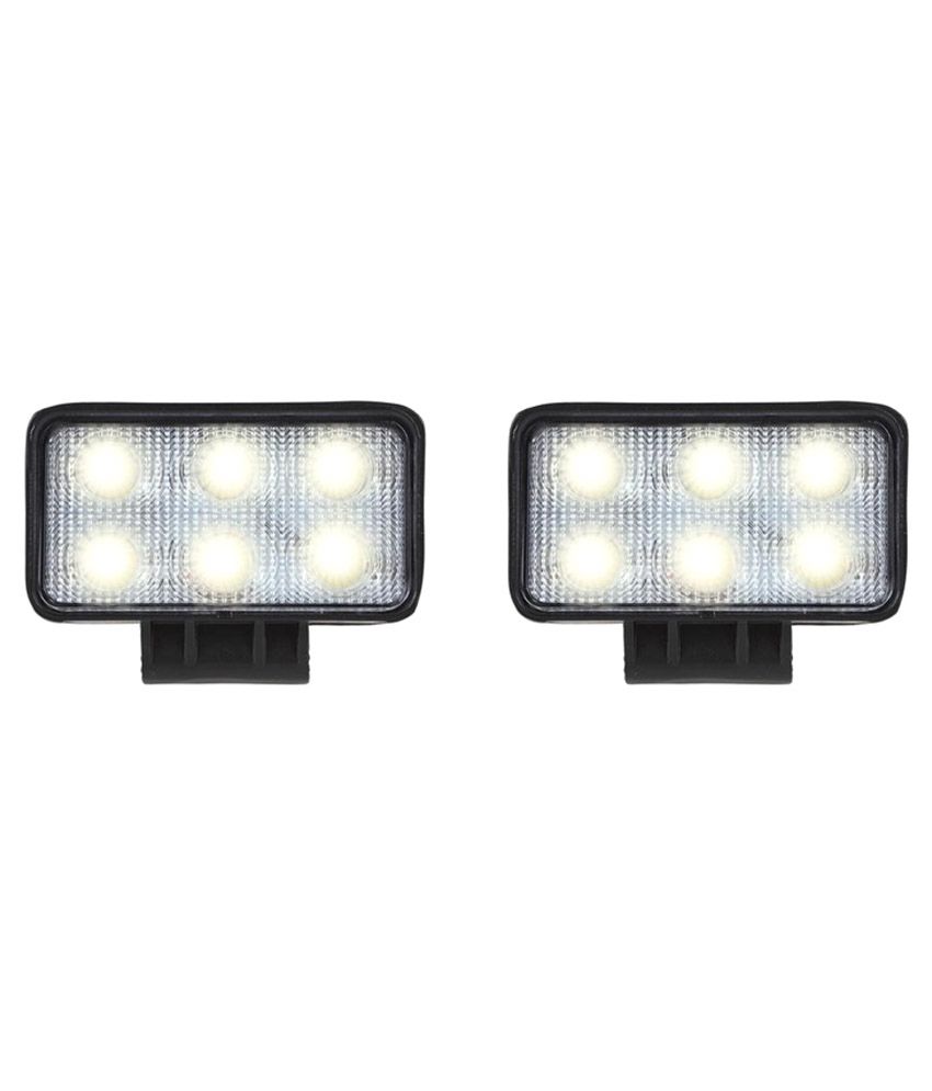 Speedwav 6 Led Rectangular Car Fog Aux Lights Set Of 2 For Mahindra