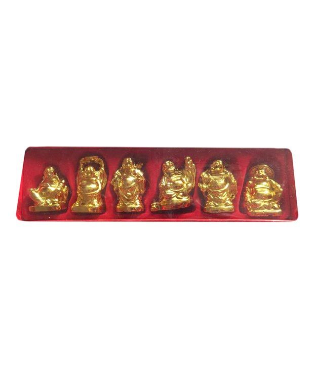     			U P Handicrafts Yellow Marble Laughing Buddha -6 Piece