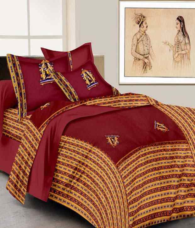     			Uniqchoice 100% Cotton Jaipuri Traditional Patch Work King Size Double Bed Sheet With 2 Pillow Cover