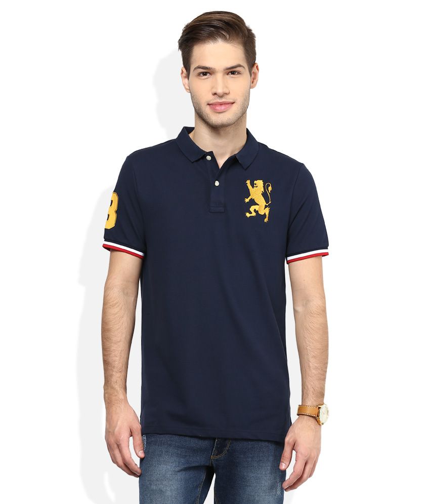  Giordano  Navy Blue Solid Polo  T  Shirt  Buy Giordano  Navy 