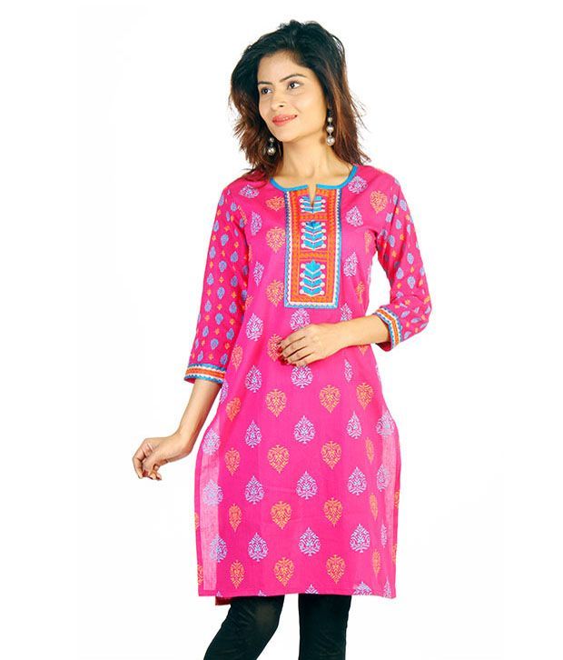 pink kurti with white pants