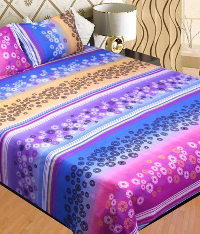 Surhome Multicolour Combo Of Fleece Blanket And Double Bed Sheet With 2