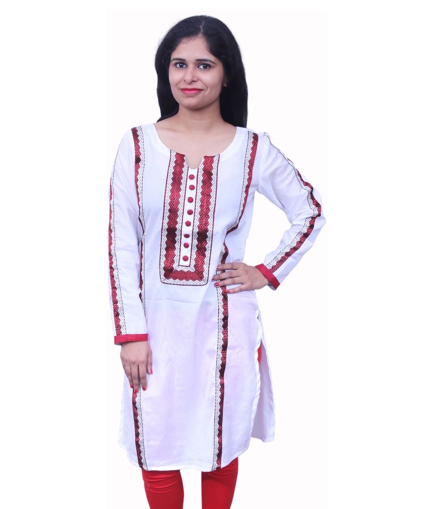 kurti design with white lace