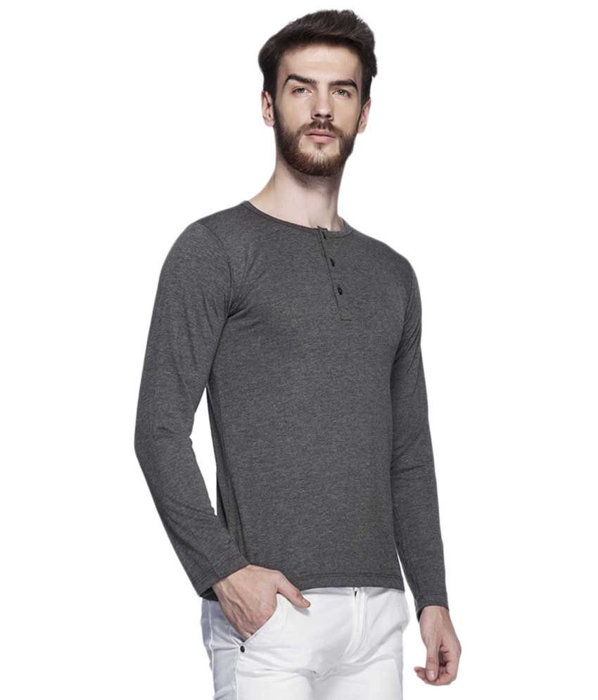 Tinted Dark Gray Solid Henley T Shirt - Buy Tinted Dark Gray Solid ...