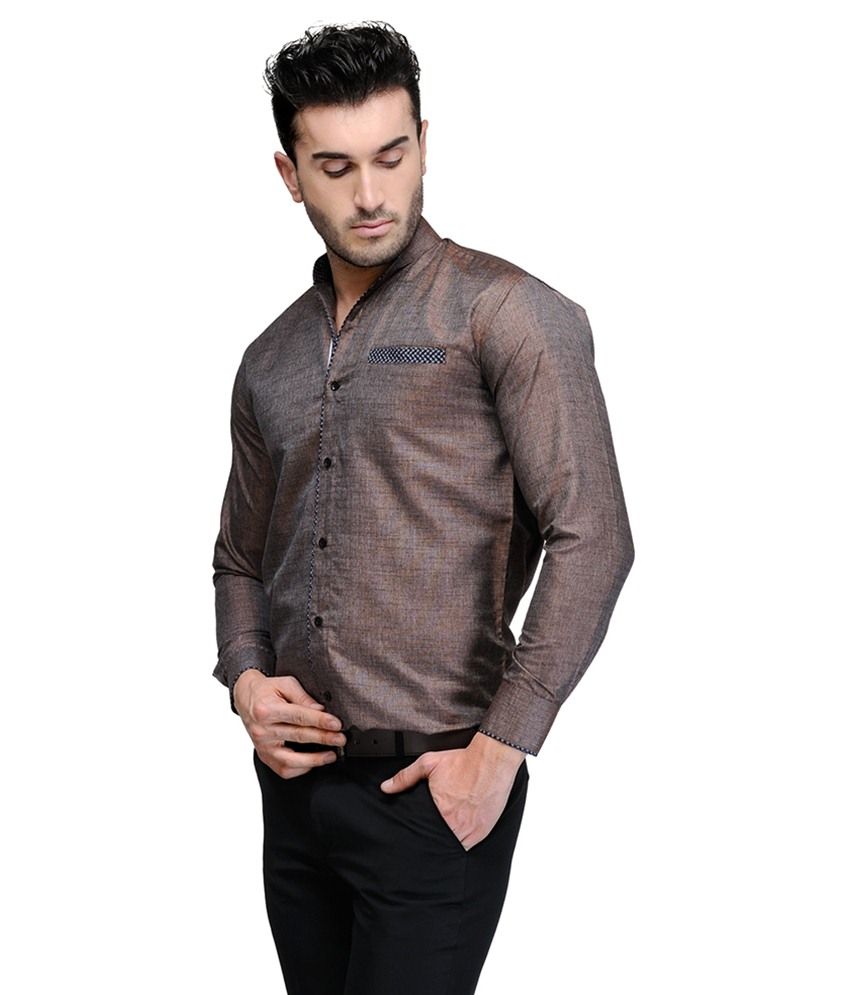 brown party wear shirt