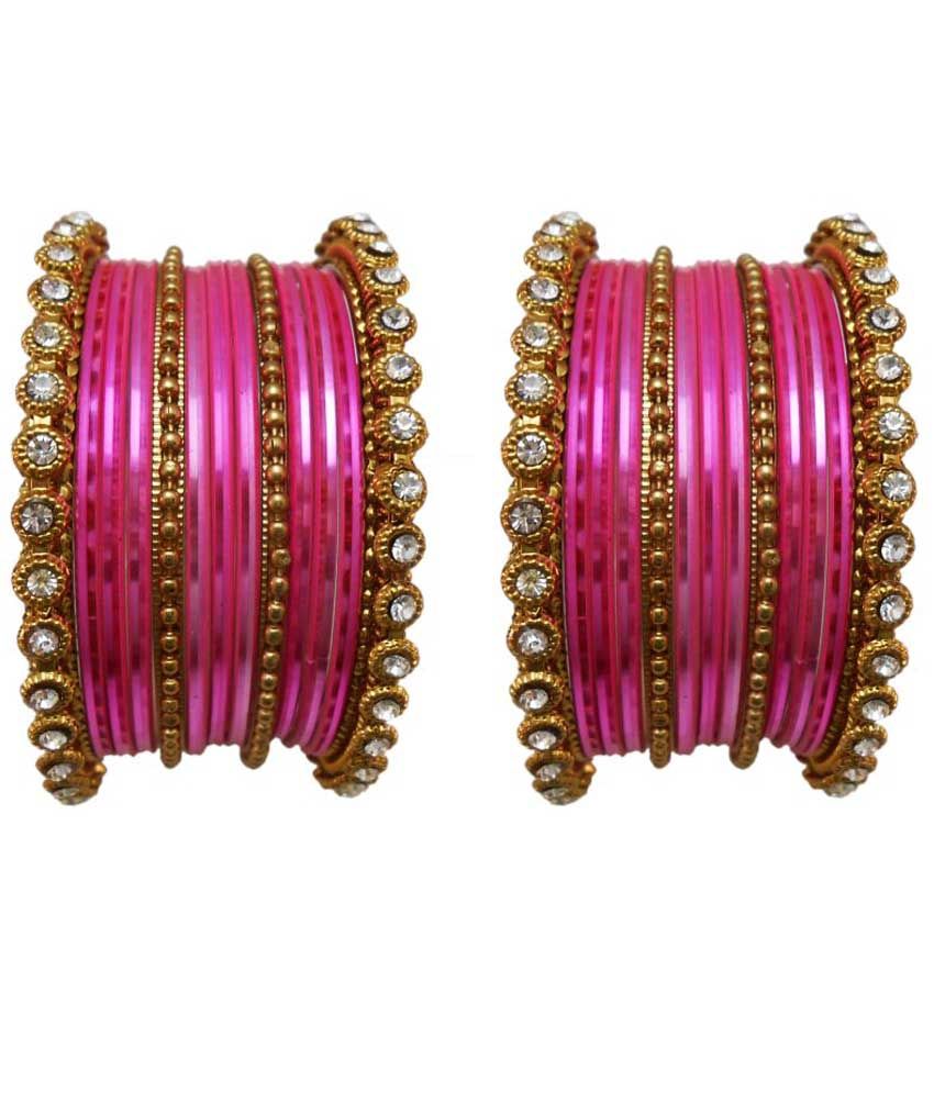 pink and golden bangles