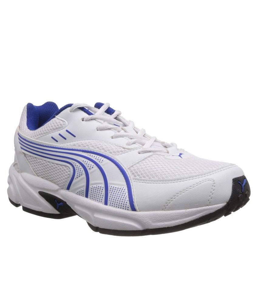 puma white and blue sport shoes