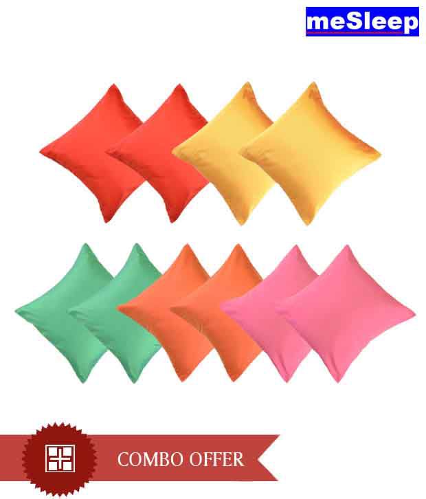     			MeSleep 10 pc Multi Colour Silk Cushion Covers (12x12 inches)